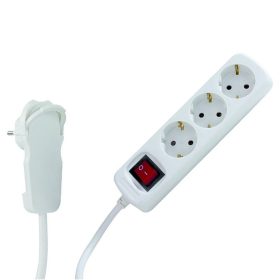   Kapcsolós hosszabbító 3 aljzat, 2 m kábellel, lapos dugó