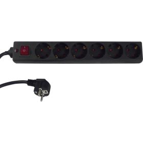   GAO-DÜWI kapcsolós elosztó, 6-os, 1,4 m, túlfeszültség védelemmel, fekete