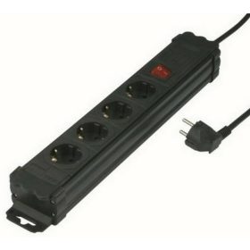   Gao elosztó, hosszabbító 4 aljzat, kapcsolós fekete 2m-es 3x1mm