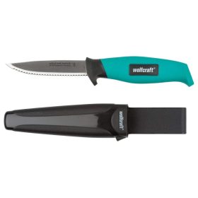   Wolfcraft kerti kés, 95  mm fogazott penge, övre tehető tokkal