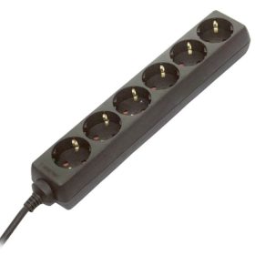 Elosztó, hosszabbító 6 aljzat 1,4m-es 3x1,5mm fekete