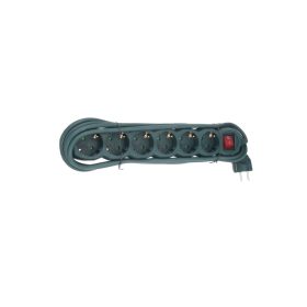 Gao elosztó 6 aljzat, kapcsolós 3m-es 3x1,5mm zöld