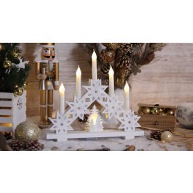 LED karácsonyi gyertyapiramis, csillag, fa, fehér, elemes