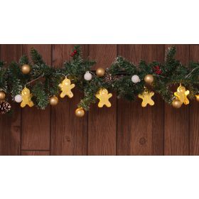 LED karácsonyi lánc, mézeskalács 10LED fém, elemes