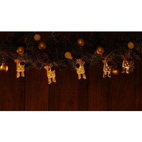 LED karácsonyi lánc, szarvas 10LED fém, elemes