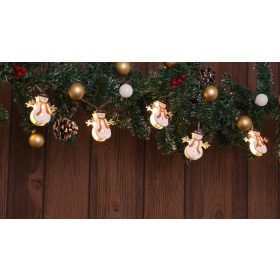 10 LED-es karácsonyi fényfüzér, hóember díszítésű