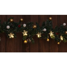 LED karácsonyi lánc, csillag 10LED hálós, fém, elemes