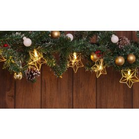 LED karácsonyi lánc, csillag pálcás 10LED fém, elemes