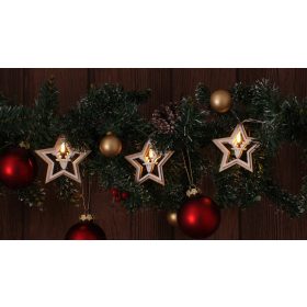   10LED-es karácsonyi fényfüzér, csillag és szarvas díszítésű