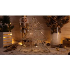 LED karácsonyi fenyő arany, fém, elemes