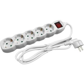 Elosztó, hosszabbító 5 aljzat, kapcsolós 1,5m-es 3x1,5mm