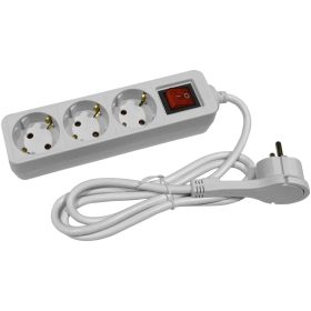   Elosztó, hosszabbító 3 aljzat, kapcsolós 1,5m-es 3x1mm lapos dugó