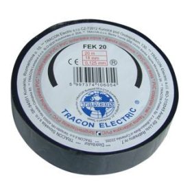 Tracon szigetelő szalag fekete, 18 mm×20 m