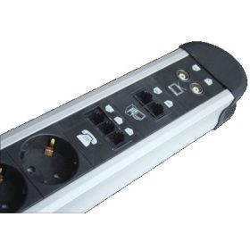   Tracon elosztó, aluházas 6 aljzat, kapcsolós 3m túlfesz, túláram, koax, telefon, PC védelem