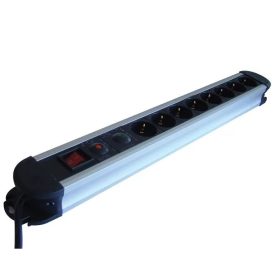   Tracon elosztó, aluház 8 aljzat, kapcsolós 3m túlfesz, túláram védelem