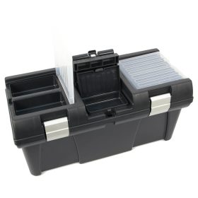 Műanyag szerszámos láda, lakatolható,  415×220×200 mm