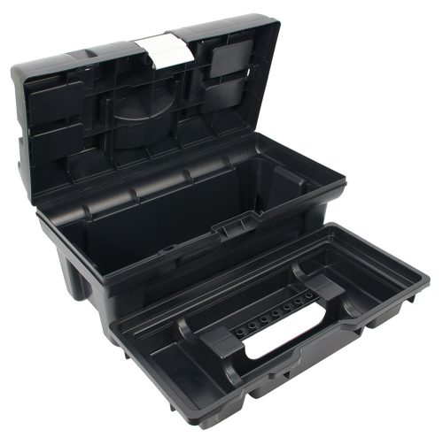 Műanyag szerszámos láda, lakatolható,  415×220×200 mm