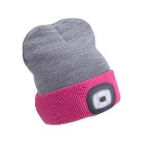   Extol kötött sapka, szürke/pink, kivehető homloklámpával