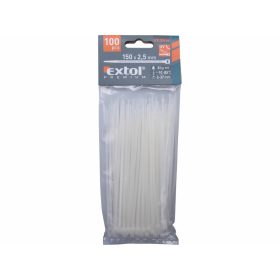 Extol kábelkötegelő, 2,5×150mm, fehér nylon, 100 darab