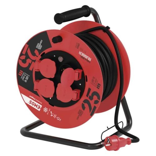 Emos kábeldob, dobos hosszabbító 25m gumikábellel IP44