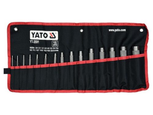 Yato bőrlyukasztó készlet, 2-22 mm, 15 darabos