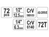 Yato kézi dugókulcs készlet, 4-27 mm , 72 darabos (1/4 -1/2")