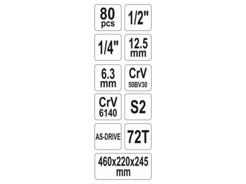 Yato fém szerszámosláda szerszámokkal, 80 darabos